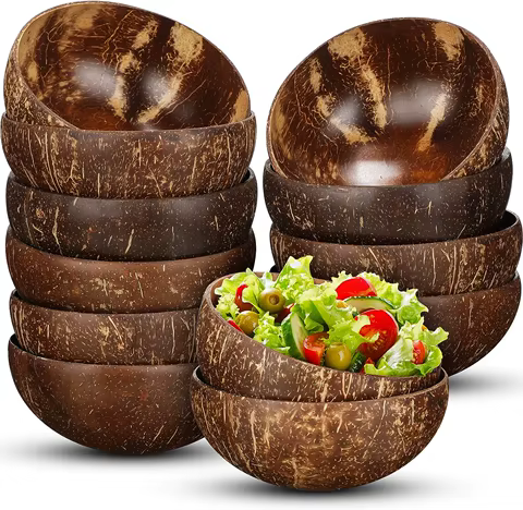 Coconut Bowls For Serving Dishes Wooden Salad Wood Reusable Bowl Serving Utensils Natural Coconut Shell Bowls Breakfast Party 10 best sales miso soup bowl - №6