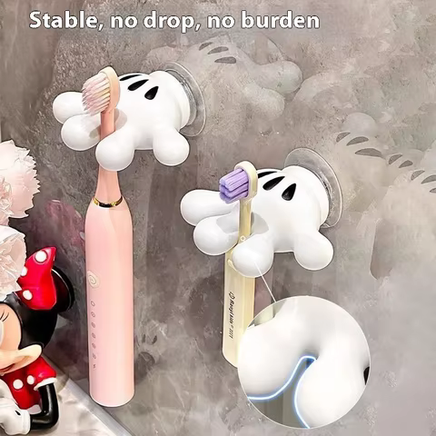 Disney Cartoon Mickey Palm Suction Cup Multifunctional Bathroom Moisture-Proof Toothbrush Towel Rack Data Cable Storage Hook 6 best sales anime hair accessories - №6