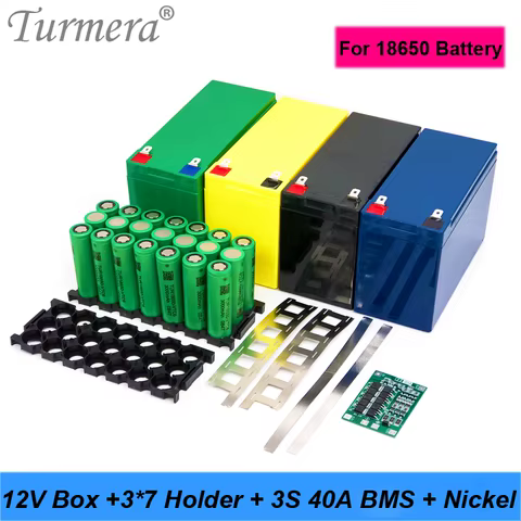 Turmera 12V 7Ah to 20Ah Battery Storage Box 3X7 18650 Holder 3S 40A BMS with Welding Nickel for Motorcycle Replace Lead-Acid Use 6 best sales reention battery case - №6