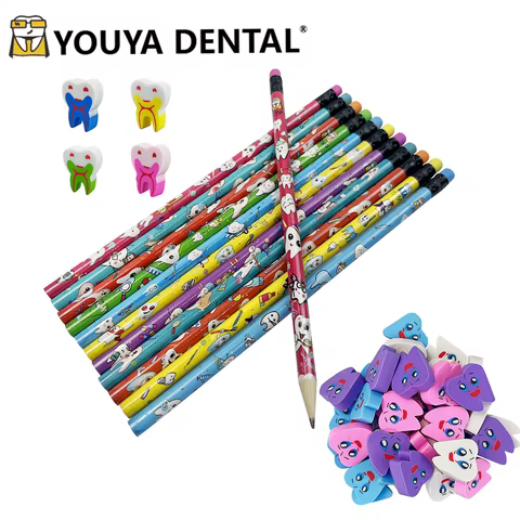 50pcs Dental Creative Molar Shaped Cute Cartoon Tooth Pattern Pencil Teeth Shape Erasers Dentist Gift For Kids Children 6 best sales tooth toy - №5