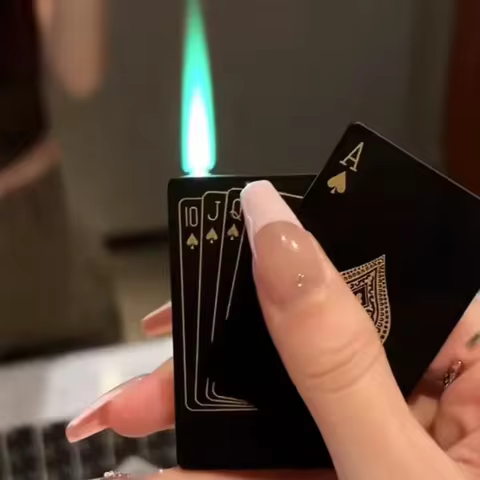 Creative Playing Cards Ace of Spades Lighter Butane Windproof Straight Metal Lighter Metal Fun Toy for Men Smoking Accessories 12 best sales spinner lighter - №11