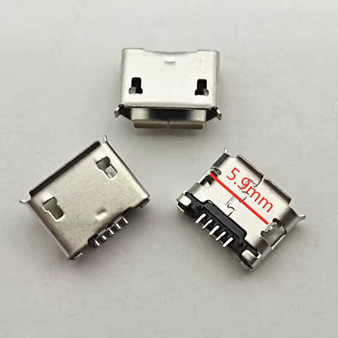 50pcs Micro USB mini Connector 5pin 5.9mm 6.4mm 7.2mm short needle 5P DIP2 Data port Charging port for Mobile end plug 10 best sales plug micro usb - №10