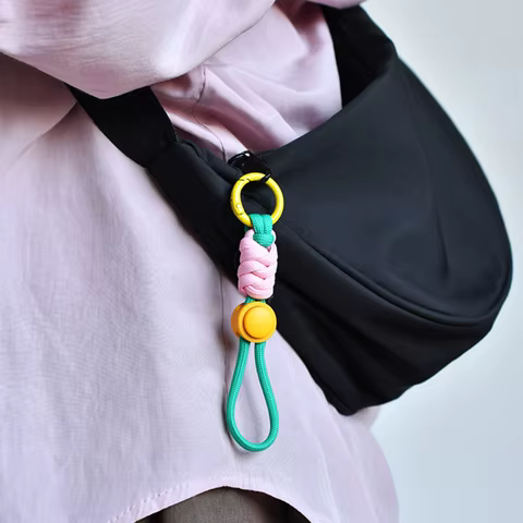 Fashion Keyring Creative Braided Lanyard Keychain For Phone Case Women Anti Lost Knot Rope Strap Car Key Chains Diy Accessories 10 best sales elastic keychain - №4