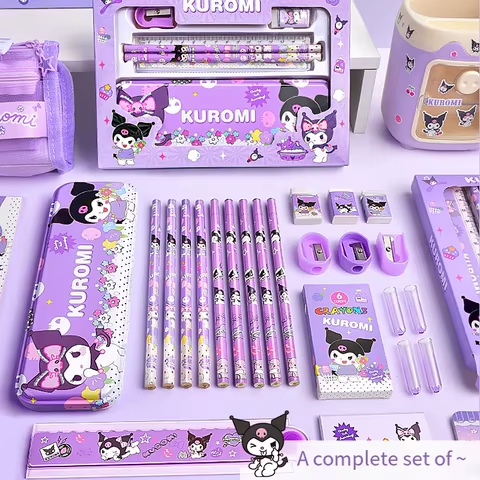 Cartoon Kuromi Melody School Supply Set with Pencil Case Crayons Safety Scissors for Kids Back To School Essentials Gift Box 12 best sales kirumi hello kitty - №10