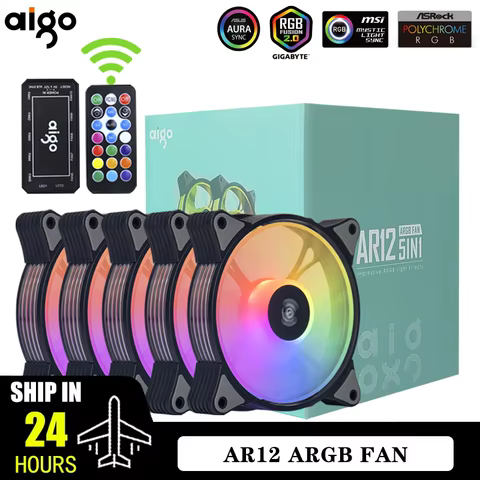 Aigo AR12 120mm PC Gamer Computer Case Fan RGB 12v Heatsink Aura Sync Cooler Argb Silent Controller Kit Fan Cooling Ventilador 10 best sales heatsinks - №4