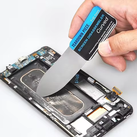 1pc Steel Metal Mobile Phone Curved LCD Screen Spudger Opening Pry Card Tools Ultra Thin Flexible Mobile Phone Disassemble Tool 8 best sales screen replacement tools - №2