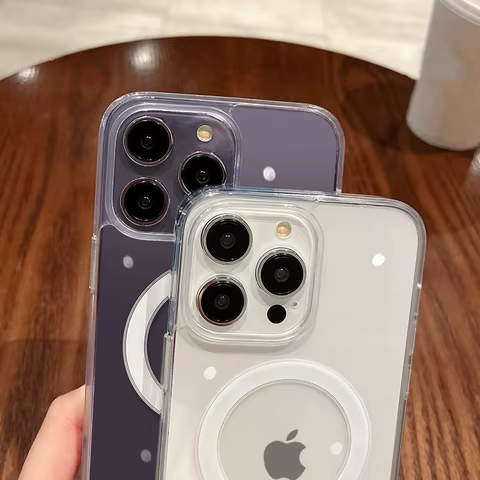 For Magesafe Magnetic Transparent Wireless Charge Case For iPhone 11 12 13 14 15 16 Pro Max Plus Mini X 7 8 Shockproof PC Cover 10 best sales clear case - №1