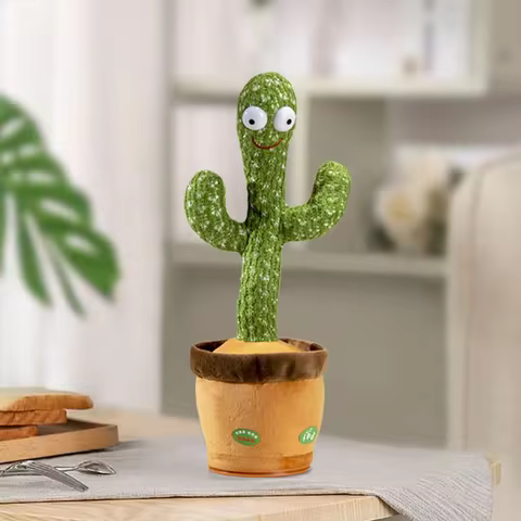 Rechargeable Dancer Cactus Glowing Dancing Electronic Plush Toys Can Sing Record Lighten for Baby Toy Education Funny Gift 8 best sales cactus dancing toy - №4