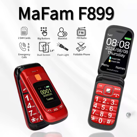 Senior Flip Dual Display Mobile Phone For Elderly Two SIM Card Large Button Speed Dial Flashlight FM Radio Push Button SOS Call 10 best sales qin 1s 4g - №10