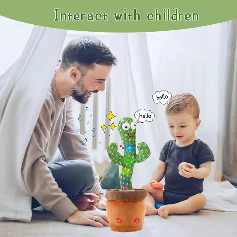 Rechargeable Dancer Cactus Glowing Dancing Electronic Plush Toys Can Sing Record Lighten for Baby Toy Education Funny Gift 8 best sales cactus dancing toy - №4