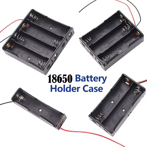 3pcs 18650 Battery Holder Box 1 Slot 3.7V Battery Storage Case 1/2/3/4 Cell Plastic Container with Connect Black Red Wires 6 best sales reention battery case - №2