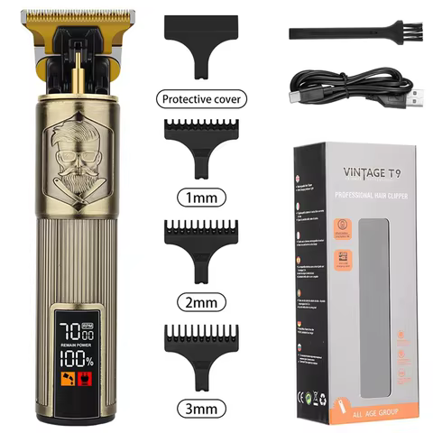 Vintage T9 hair clippers for barber shop Hair cutting machine Electric trimmer led hair clipper Dragon carving Shaver Beard 10 best sales clipper set - №10