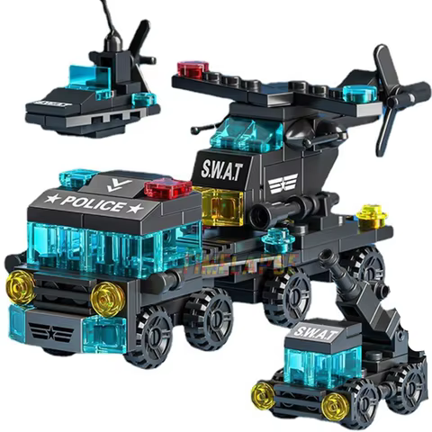 6in1 NEW Special Police Tow Trucks Airplanes Car Mini Loader Classic Model Building Blocks Sets Bricks Toy City 10 best sales birthday fireworks - №6