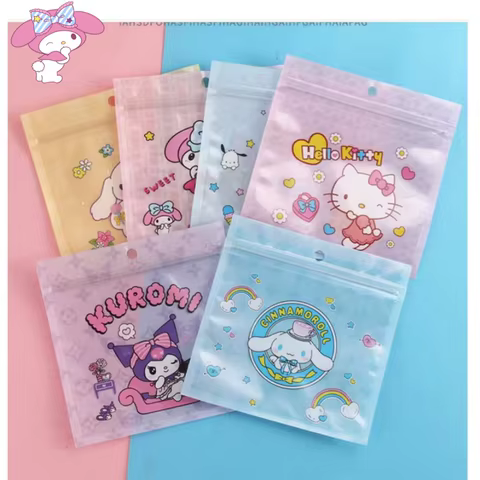 hello kitty sanrio my melody kuromi cartoon kuromi ziplock bag candy snack packaging bag storage sealed bag gift wholesale 10 best sales hello kitty packaging - №6