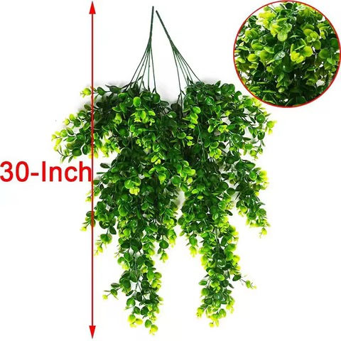 Artificial 5Forks Rattan Eucalyptus Wall Hanging Simulation Greenery Fake Hanging Plants Vine Diy Home Outdoor Decor Plant 6 best sales fifth harmony - №2