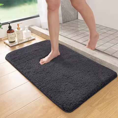 Long hair absorbent bathroom mat furry shower room foot wiping mat toilet non-slip mat entrance mat 8 best sales anti slip shower mat - №1