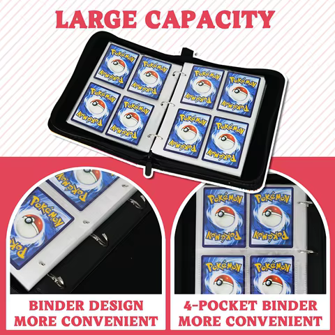 Pokemon 4 Pocket Card Binder Cards Holder, Waterproof Trading Binders Fits 400 Cards Collection Albums with Sleeves, Portable 10 best sales card binder 4 pocket - №5