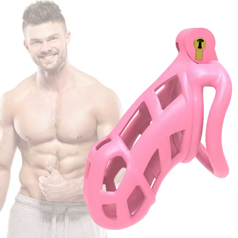 Pink Male Chastity Cage Lock Cock Device Kit With 4 Arc Penis Rings Sex Toys For Men Gay Scrotum Adult Games Sex Shop 18+ 8 best sales bdsm ball lock - №7