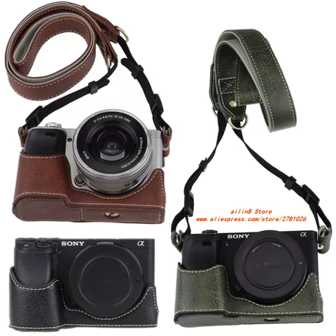 for sony ilce Alpha6700 a6400 a6300 a6100 a6000 a5100 pu Camera bag shell, face clip, handle, bottom support, protective cover 8 best sales cage for sony a5100 - №7