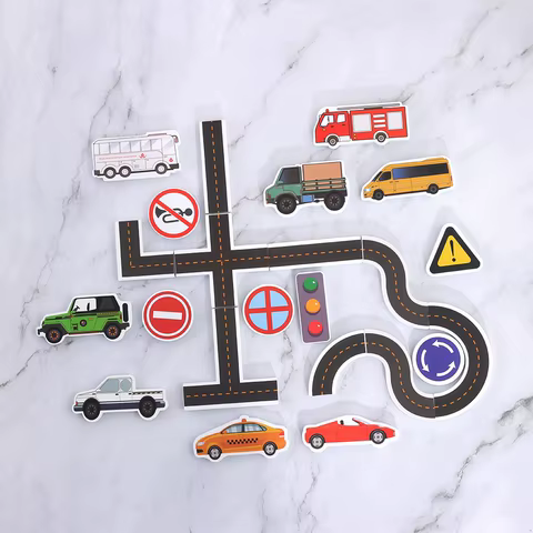 23 Pieces Bath Water Toy Sticky Wall City Traffic Car Road Rail Puzzle Vinyl 0-3Y 3-6Y 6-12Y 12+y 14+Y Bath Features 8 best sales bath doll - №8