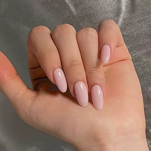 24pcs/set nude fake nails long french almond coffin tips pink grey brown fall Winter decoration faux ongles press on false nail 12 best sales coffin press on nails - №9