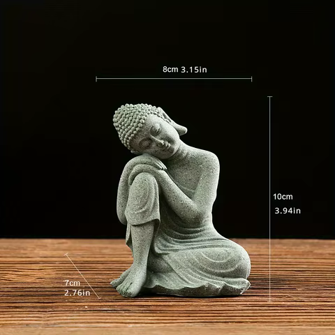 Buddha Garden Statue Fish Tank Decoration Mini Buddhism Figurine Desk Tablescape Decor Home Zen Statue Green Sandstone Thailand 6 best sales buddha shop - №1