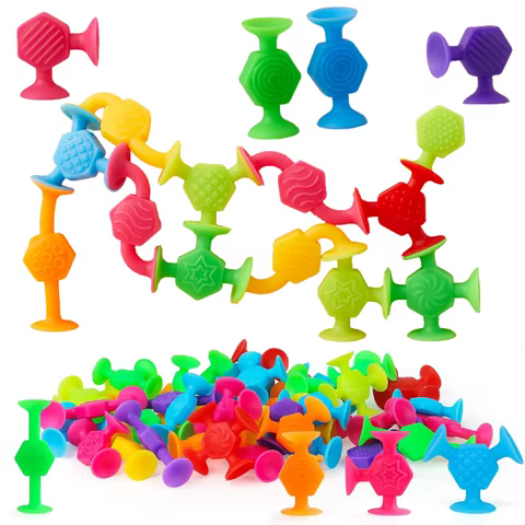 25pcs/set Textured Suction Cup Building Toys for Kids, Stacking Construction Suckers Toys for Playroom, Bath & Travel 10 best sales big bang lego - №7