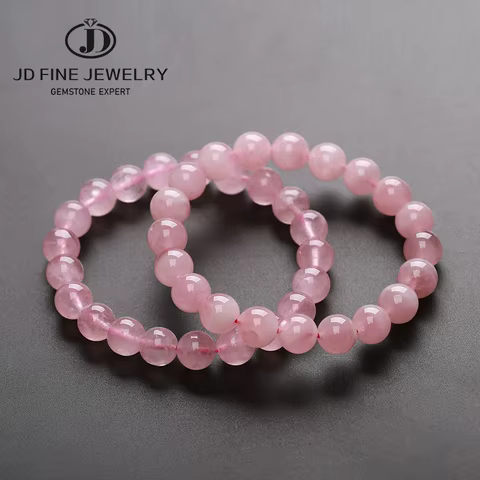 JD 5A Madagascar Natural Rose Quartz Bead Bracelet Women Girls Fashion Stone Handmade Strength Yoga Healing Energy Jewelry Gift 12 best sales madagascar toy - №8
