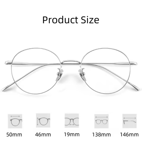 FIRADA Vintage Comfortable Eyeglasses Fashion Round Pure Titanium Eyewear Luxury Prescription Glasses Frame For Men Women ST1644 10 best sales pure titanium - №6