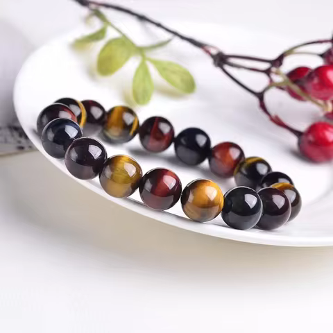 Colored Tiger Eye Bracelet Men and Women Charm Natural Stone Jewelry Healing Buddha Elastic Rope Couple Crystal Bead Bracelet 6 best sales buddha shop - №2