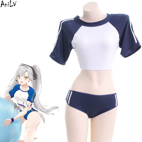 AniLV Japanese Anime Girl Student Gymnastics Gym Outfit Cheerleader Uniform Costume School Girl Sports Sukumizu Cosplay 12 best sales cosplay katniss - №11