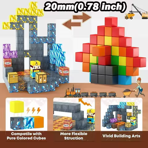 Magnetic Building Blocks Mine World Magnet Cube Set for Boy Girl Kid Age 3+ DIY Model Children Stem STEM Sensory Toy Gift 8 best sales lego jurassic world sets - №1
