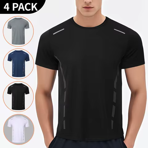 1/4 Pcs Men's Summer Quick-drying Sports Fashion Printed Short-sleeved Teens Loose and Comfortable Running Fitness Joker T-shirt 8 best sales fish collagen - №8
