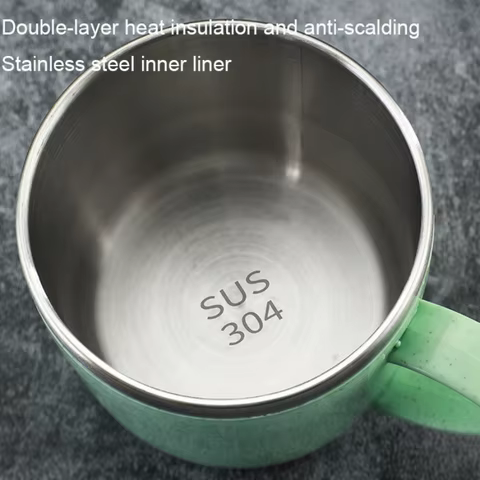 Simple Solid Color Stainless Steel Mug Wheat Straw Element Small Water Cup Children's Household Anti-scalding Drinking Water Cup 8 best sales stainless steel espresso cup - №8