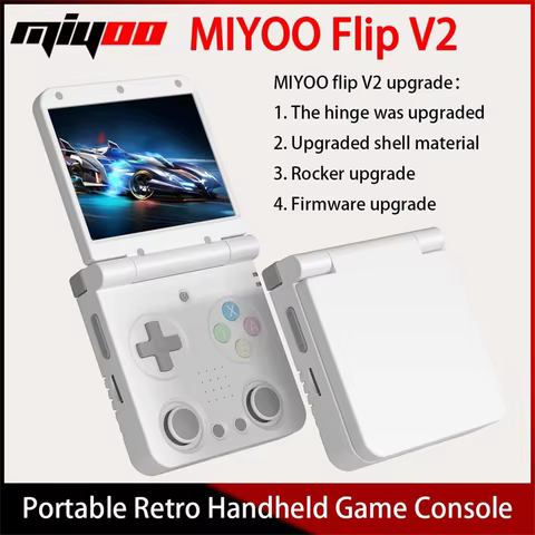 MIYOO Flip V2 Handheld Game Console 3.5''IPS Screen Retro Compact Portable Game Machine for On-the-Go Entertainment Players Gift 8 best sales psp go clear shell - №1