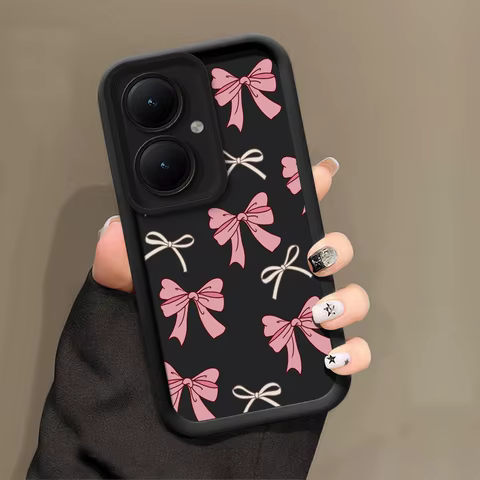 Cute Pink Bow Knot Case For Vivo Y36 Y72 Y67 Y55 Y53S Y51A Y51 Y50 Y36 Y35M Y35 Silicone Soft Shockproof Bumper Back Phone Cover 8 best sales vivo y67 full cover - №2