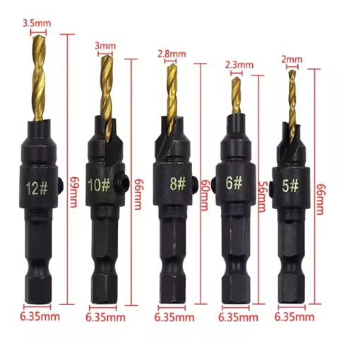 Adjustable Countersink Drill Bit Set for Woodworking, Chamfer Drilling Tool with Pilot Counter Sink Holes 12 best sales house kitchen - №12