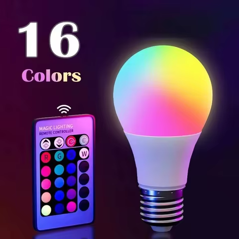 24 Key Remote Control Smart Lamp Atmosphere Light 16 Colors RGB Bulb LED Multicolor Bulb E27 220V Household Lighting Dimmable 10 best sales mod rgb - №3