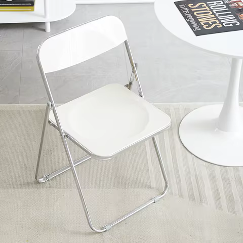 Fashion Acrylic transparent folding chair restaurant household dining chairs Office folding chair Folding stool 10 best sales chair for dining room - №1