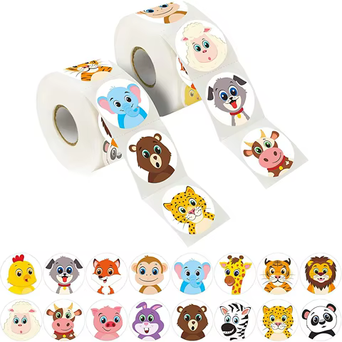 500Pcs/Roll Cartoon Animal Reward Stickers 2.5cm/1.0in Diy Decor Perfect For Learning Games Notebook Pad Fridge Gift Seal Labels 12 best sales game sticker - №4