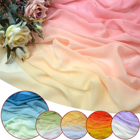 100D Chiffon Fabric Gradient Color Organza Tulle Fabric For Diy Ancient Style Hanfu Dress Stage Dance Costume Drape Decor Craft 10 best sales fabric chiffon - №10