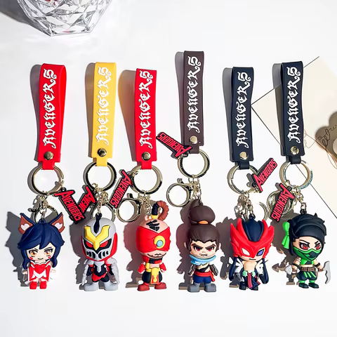 Game LOL League of Legends Figure Silicone Keychain Akali Lee Sin Ahri Yasuo Yone Pendant Keyholder Jewelry Accessories 12 best sales league of legends keychain - №11