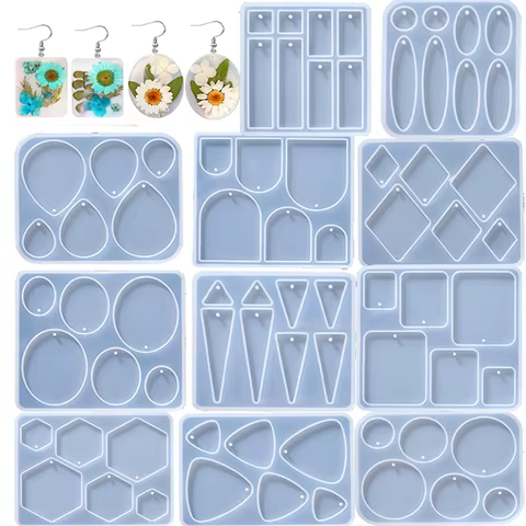 Geometric Earring Pendant Silicone Mold For Epoxy Resin DIY Earring Keychain Necklace Charms Resin Silicone Mold Jewelry Making 10 best sales silicon resin - №1