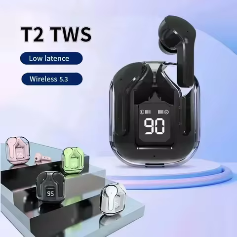 T2 Tws Wireless Bluetooth Headset Transparent Headphones ENC Power Digital Display Stereo Sound Earphones for All Smartphones 8 best sales bateria redmi note 7 - №2