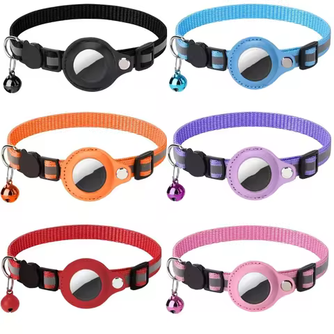 For Apple Airtag Case Dog Cat Bell Collar GPS Finder Reflective Protective Case Cover For Air Tag Tracker Pet Dog Airtag Collar 8 best sales air tag dog collar - №8