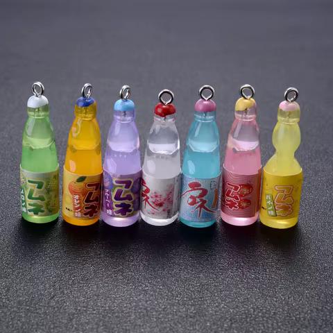 10Pcs Plastic Pop Cola Soda Drinks Beverages Charms Juice Alcohol Lemonade Bottle Resin Pendants for Jewelry Making Mini Crafts 8 best sales drink charms - №2