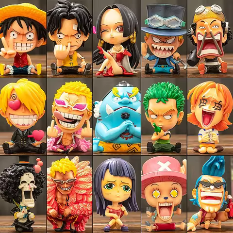 Bandai Q Version One Piece Luffy Usopp Nami Robin Chopper Sanji Brooke Ace Anime Hand-made PVC Figure Toys Model Doll 10 best sales one piece brook - №10