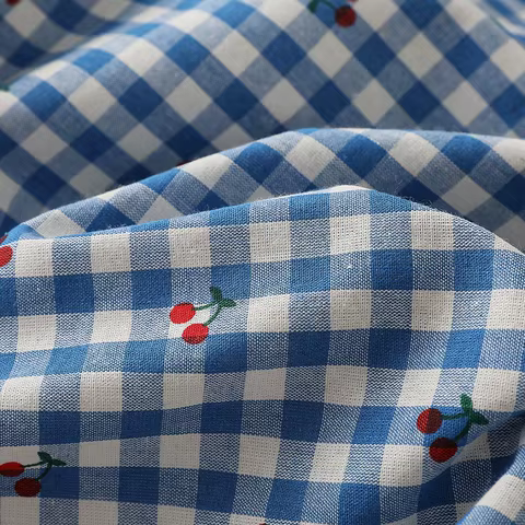Ins Fashion Pure Cotton Fruit Print Small Plaid Shirt Dress Fabric for Doll Clothes Hair Accessories Diy Fabric, 140x50cm 12 best sales tomato fabric - №11