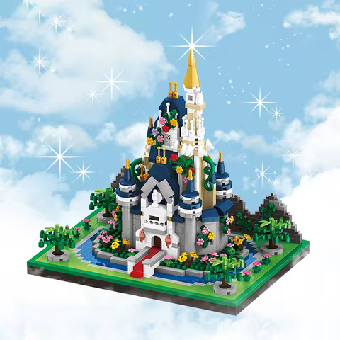 Princess Castle Building Blocks Model Set Pink Blue Church City Classic Cartoon Bricks Construction Toys Adult Home Decorations 12 best sales blocks castle - №11