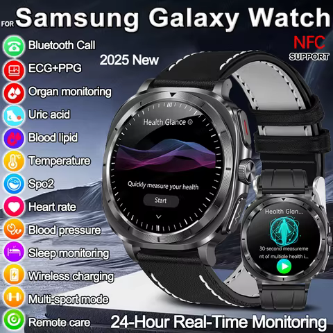 2025 New For Samsung Galaxy Watch 7 Blood Lipids Uric Acid Blood Pressure Body Analysis Smart Watch ECG+PPG Clock Smartwatch Men 8 best sales smart watches samsung - №7
